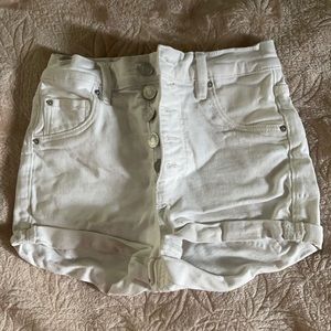 White button up shorts